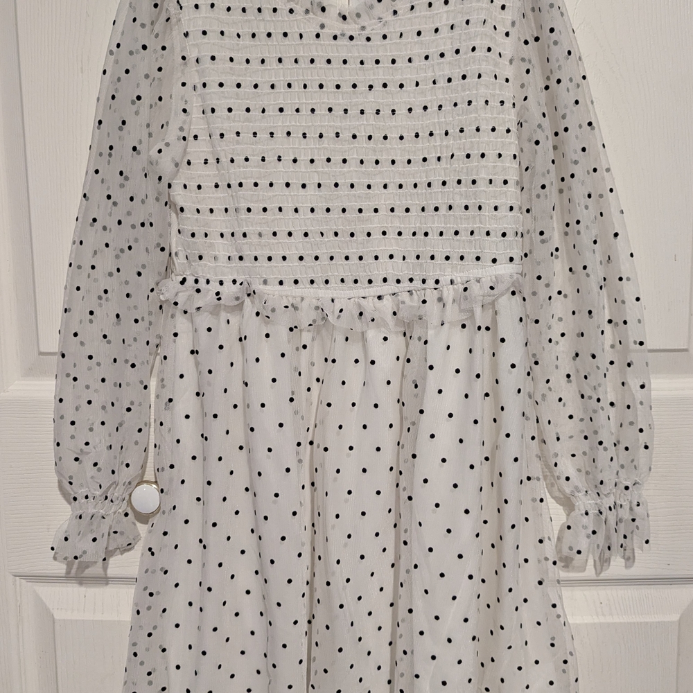Charming White Polka Dot Kids Dress